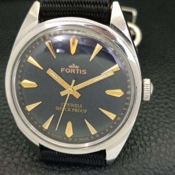 Vintage 1992 Fortis Manual Mens Silver Watch W/Nato Strap & Gold accents - Picture 3 of 9